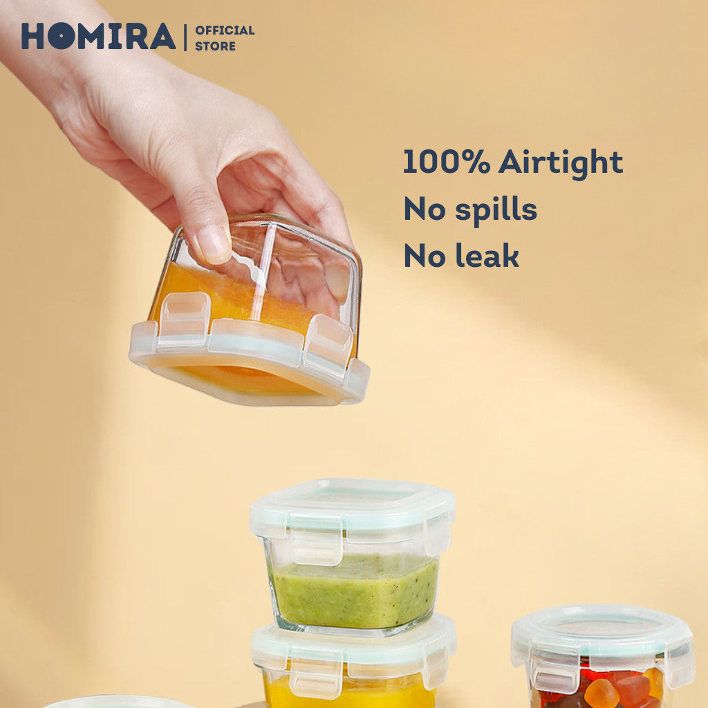 HOMIRA Classic Mini Glass Baby Food Container (130ml - 450ml)