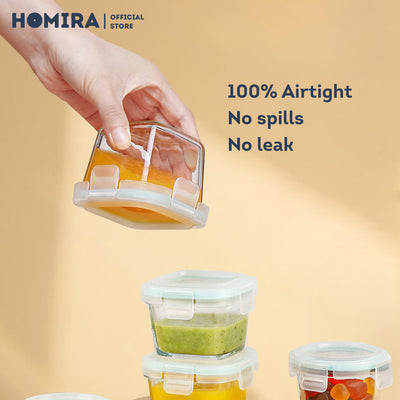 HOMIRA Classic Mini Glass Baby Food Container (130ml - 450ml)