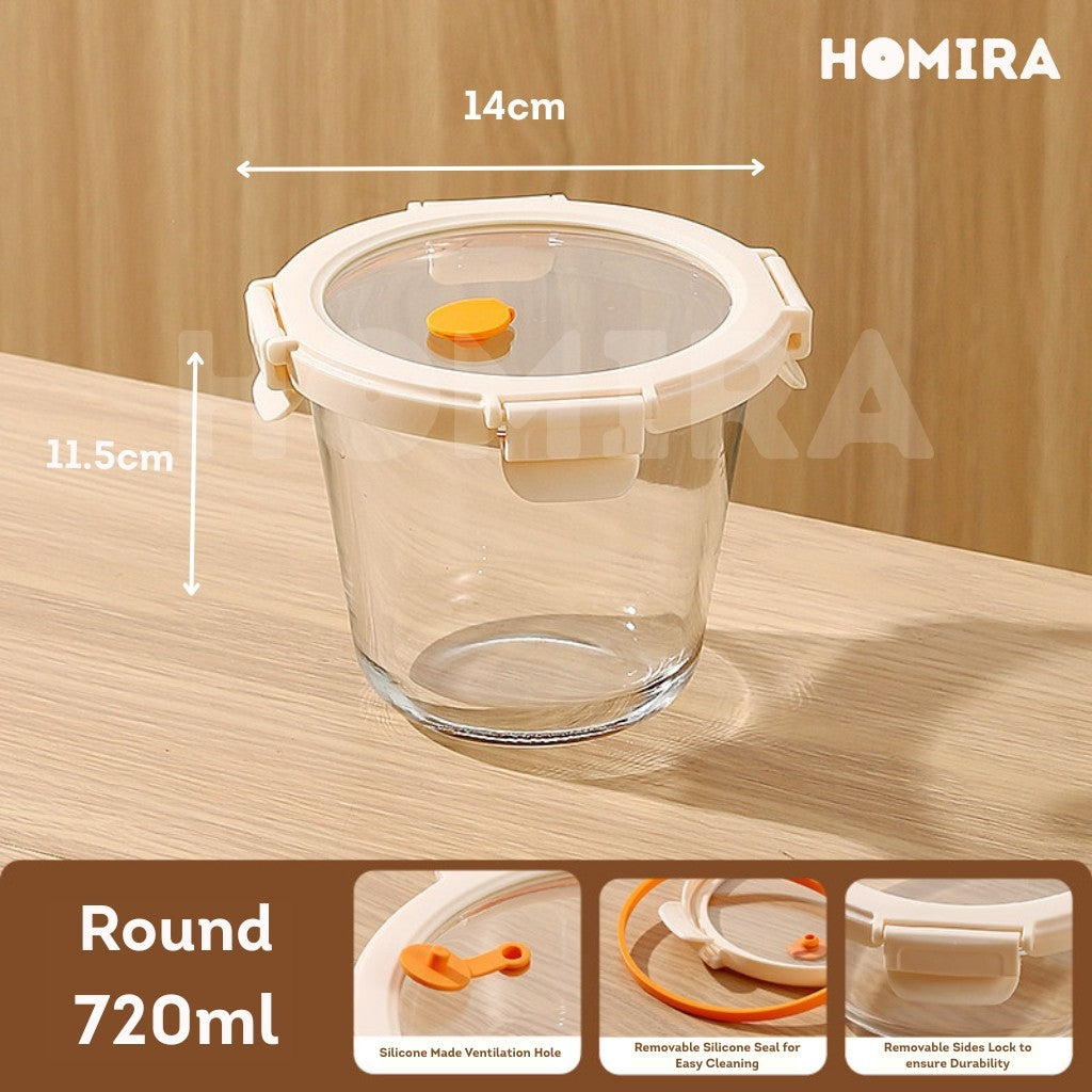 Homira Signature Series Borosilicate Glass Food Container 450ml-2600ml