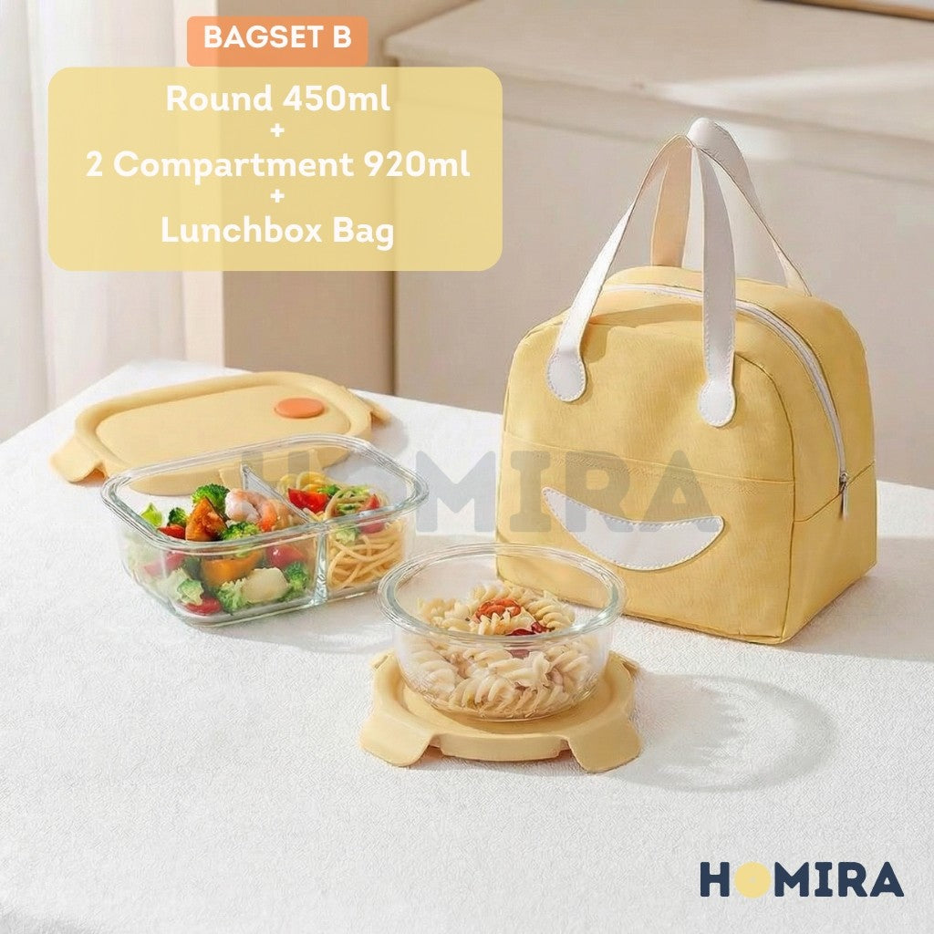 Summer Series Borosilicate Glass Lunchbox Bag Set