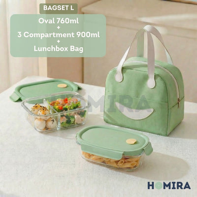 Summer Series Borosilicate Glass Lunchbox Bag Set