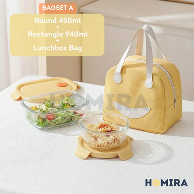 Summer Series Borosilicate Glass Lunchbox Bag Set