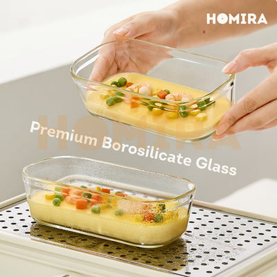 Timeless Series Square Borosilicate Glass Food Container 240ml / 560ml / 1370ml