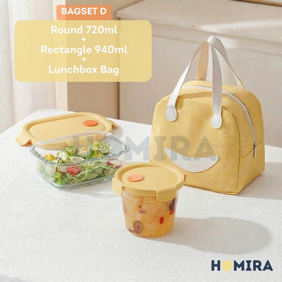 Summer Series Borosilicate Glass Lunchbox Bag Set