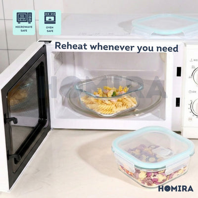 Homira Classic Series Borosilicate Glass Food Container (Square)