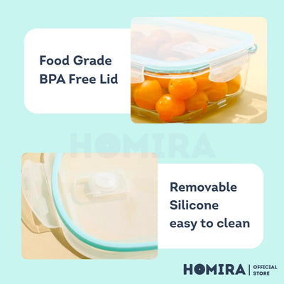 Homira Classic Series Borosilicate Glass Food Container (Rectangle)