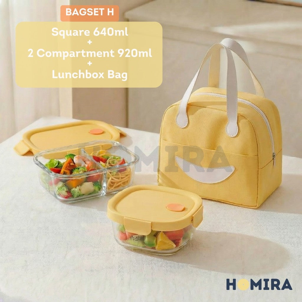 Summer Series Borosilicate Glass Lunchbox Bag Set