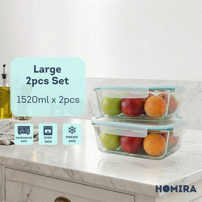 Homira Classic Series Borosilicate Glass Food Container (Rectangle)