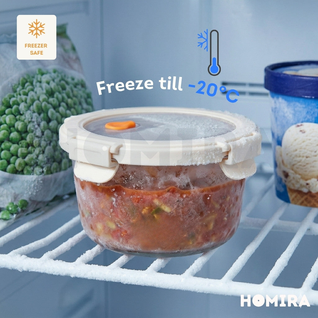 Homira Signature Series Borosilicate Glass Food Container (Round)