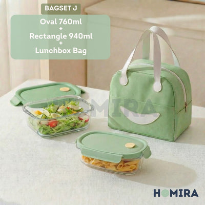 Summer Series Borosilicate Glass Lunchbox Bag Set