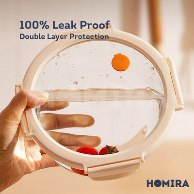 Homira Signature Series Round Borosilicate Glass Food Container 520ml