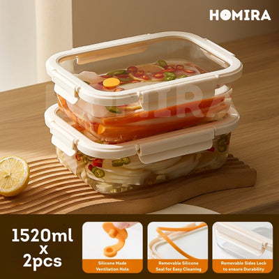 Signature Series Rectangle Borosilicate Glass Food Container 1520ml-2600ml