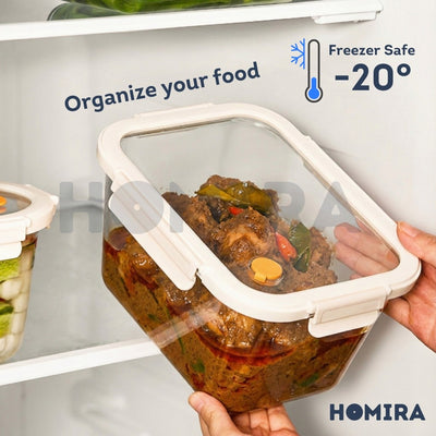 Homira Signature Series Borosilicate Glass Food Container 450ml-2600ml
