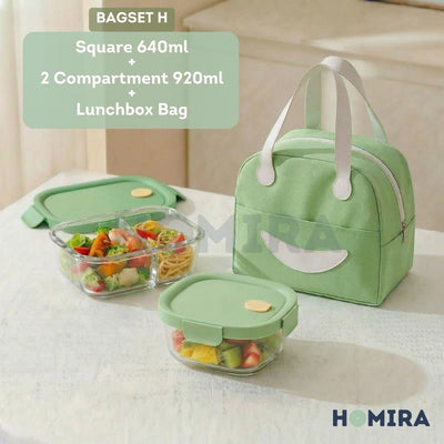 Summer Series Borosilicate Glass Lunchbox Bag Set