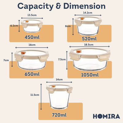 Homira Signature Series Borosilicate Glass Food Container (Round)