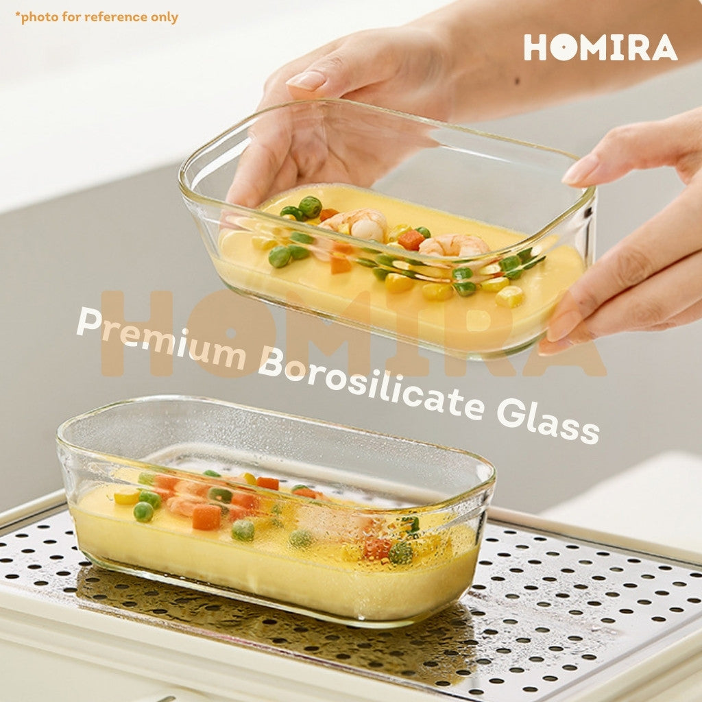Timeless Series Square Borosilicate Glass Food Container 1370ml (2pcs)