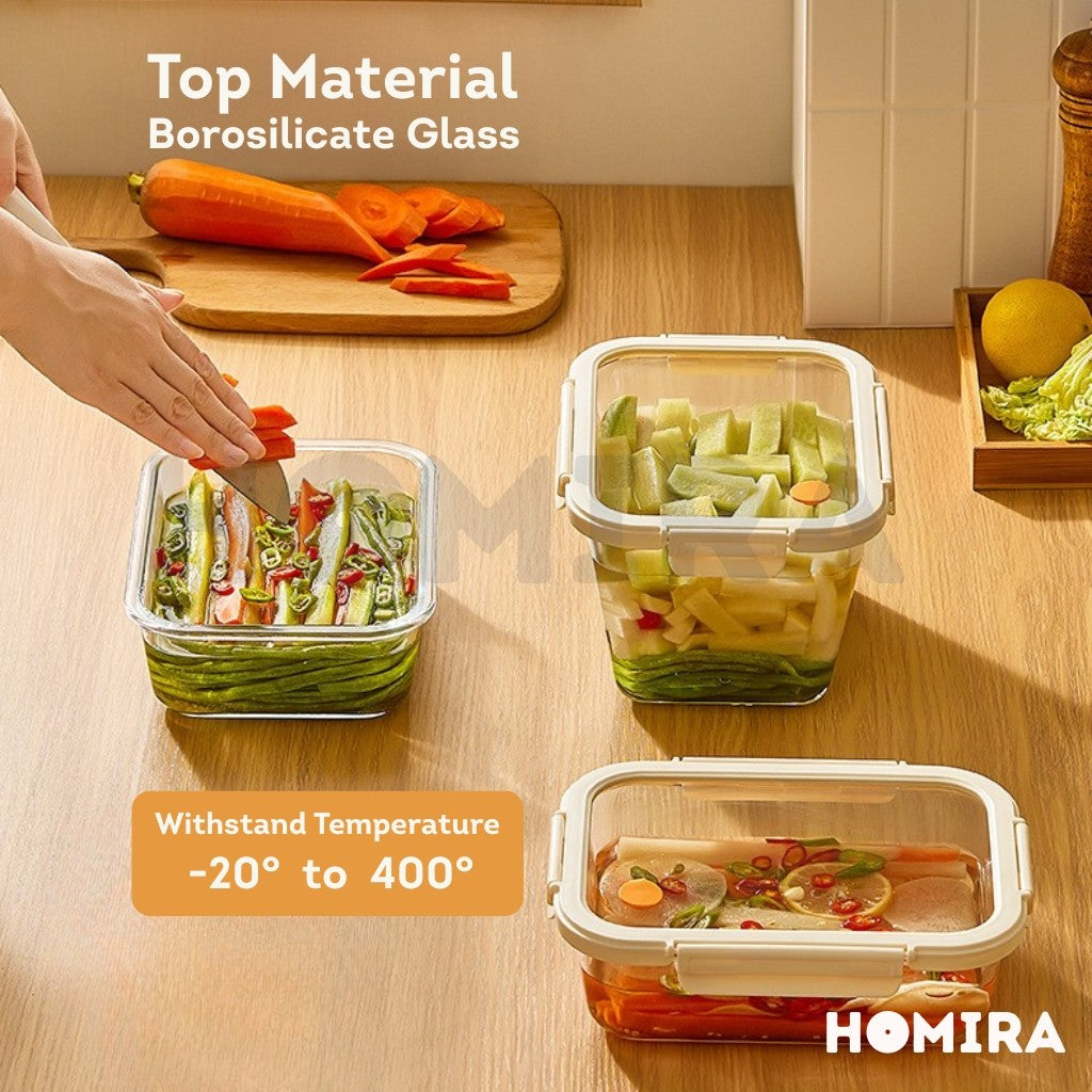 Homira Signature Series Borosilicate Glass Food Container (Rectangle)