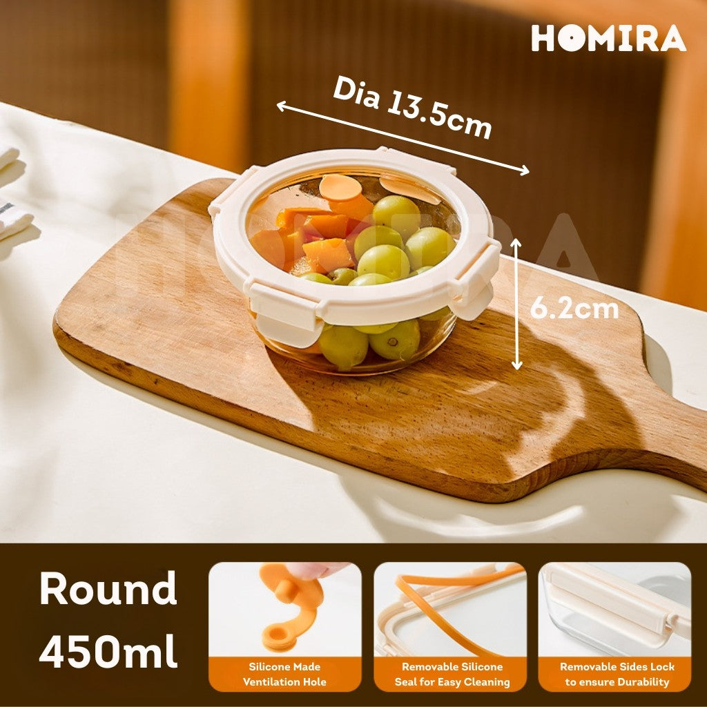 Homira Signature Series Borosilicate Glass Food Container 450ml-2600ml