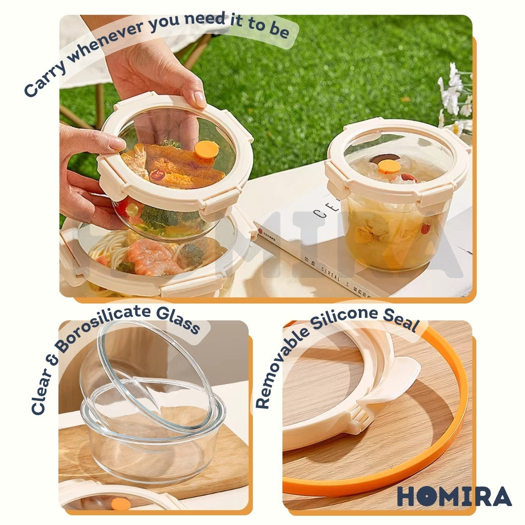 Homira Signature Series Borosilicate Glass Food Container (Round)