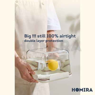 Homira Big Rectangle Borosilicate Glass Food Container with handle 3700ml