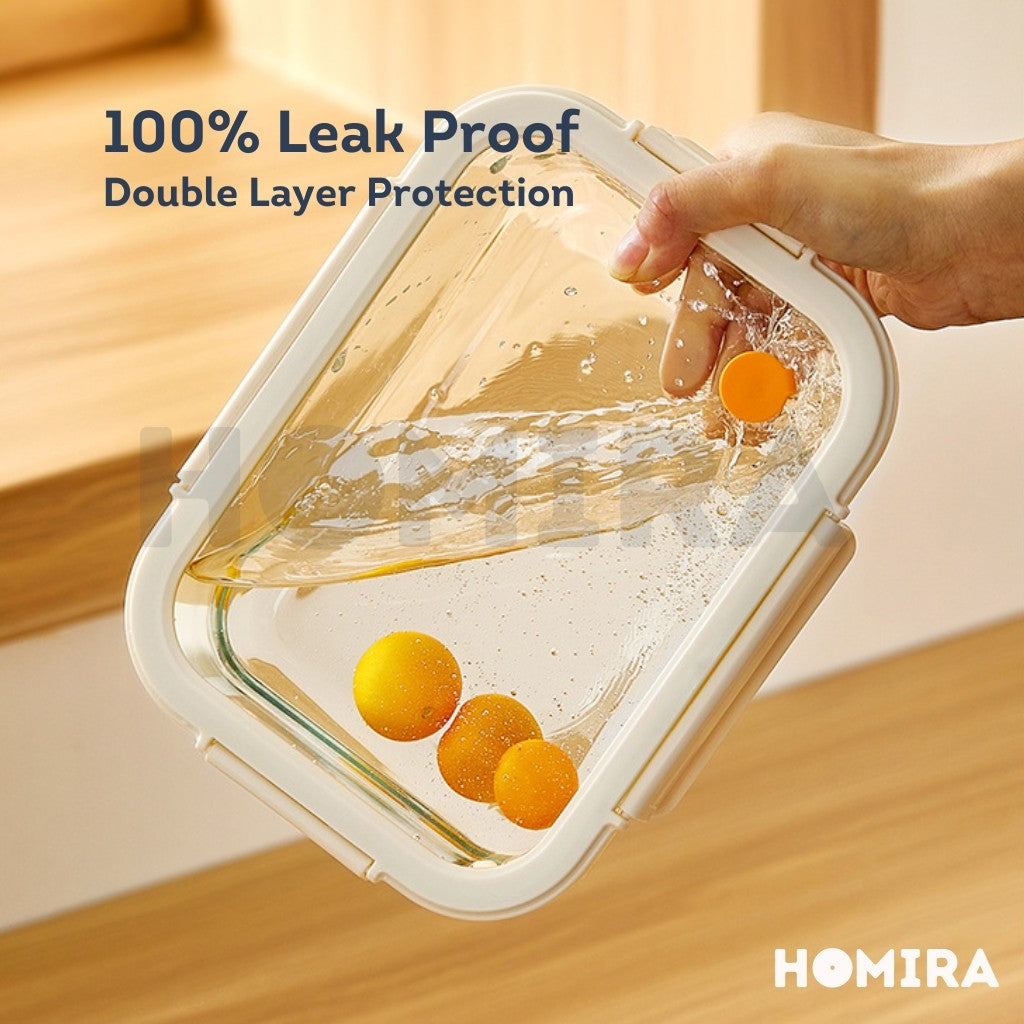 Signature Series Rectangle Borosilicate Glass Food Container 1520ml-2600ml