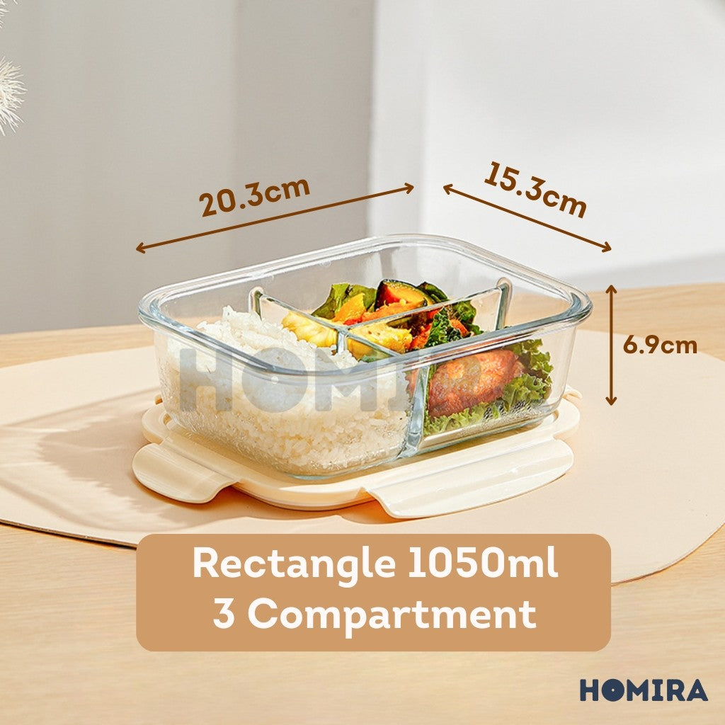 Homira Buttercream Series Round Borosilicate Glass Food Container 450ml-1100ml