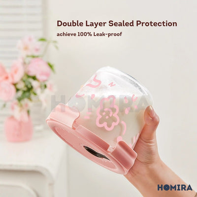 Homira Lovey Cloud Series Borosilicate Glass Food Container–Airtight Leakproof Lunch Box (450ml–1100ml)