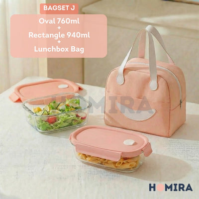 Summer Series Borosilicate Glass Lunchbox Bag Set