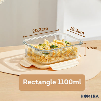 Homira Buttercream Series Round Borosilicate Glass Food Container 450ml-1100ml