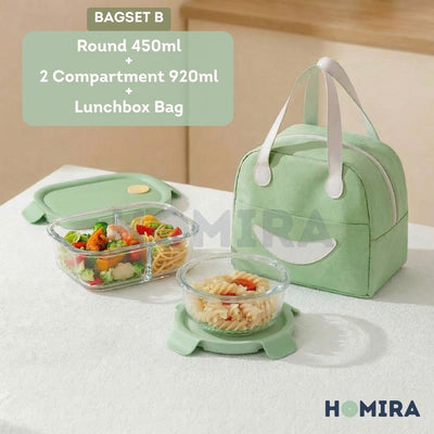 Summer Series Borosilicate Glass Lunchbox Bag Set