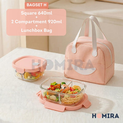 Summer Series Borosilicate Glass Lunchbox Bag Set