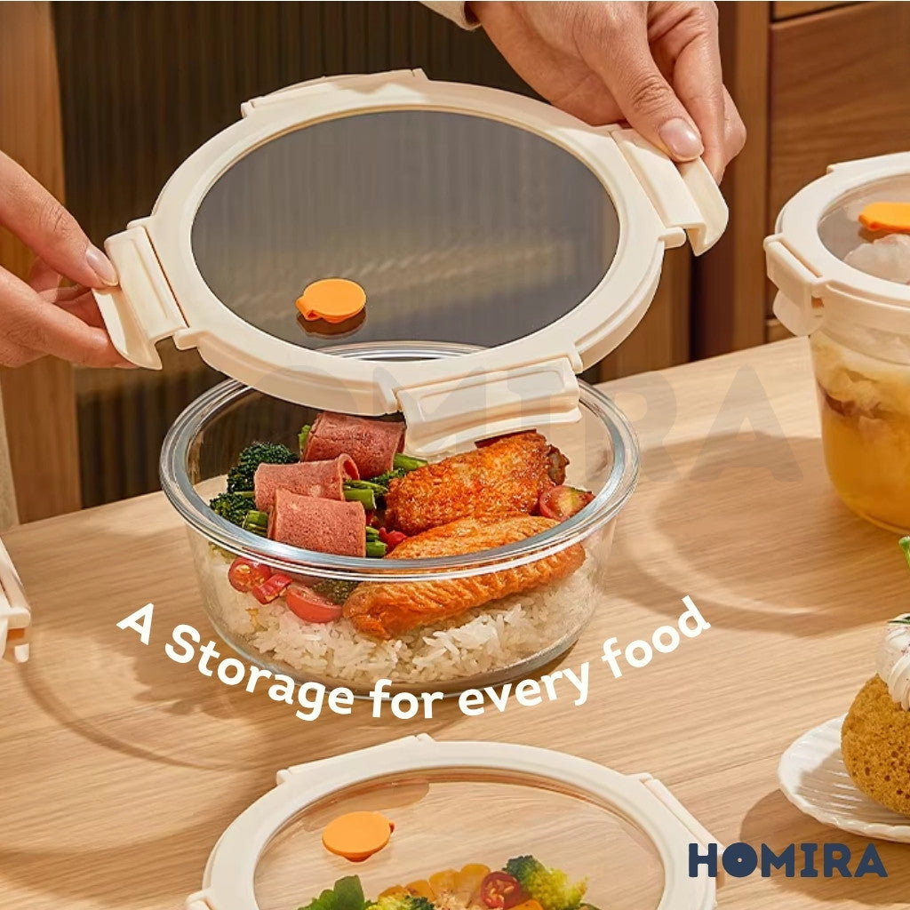 Homira Signature Series Borosilicate Glass Food Container (Round)