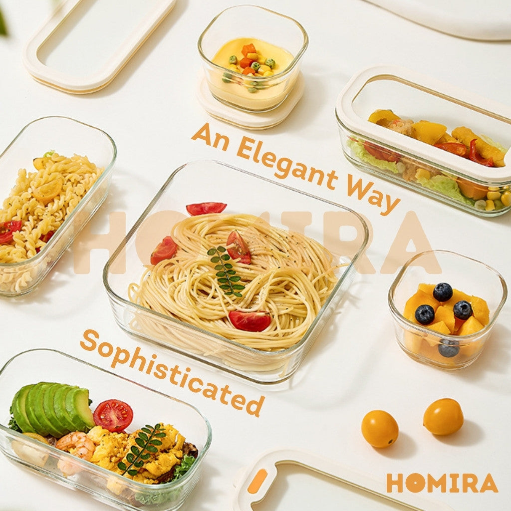 Timeless Series Square Borosilicate Glass Food Container 1370ml (2pcs)