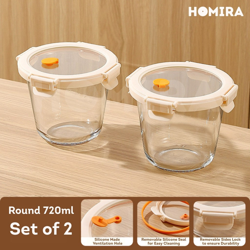 Homira Signature Series Borosilicate Glass Food Container (Round)