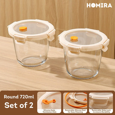 Homira Signature Series Borosilicate Glass Food Container (Round)