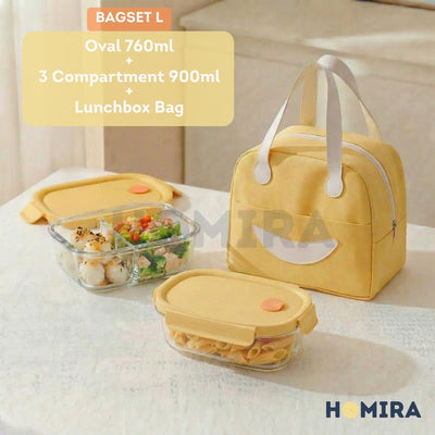 Summer Series Borosilicate Glass Lunchbox Bag Set