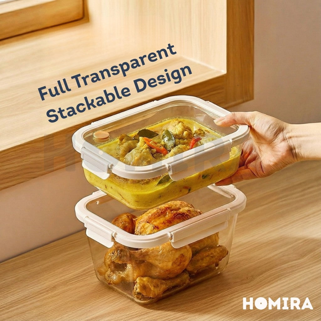 Signature Series Rectangle Borosilicate Glass Food Container 1520ml-2600ml