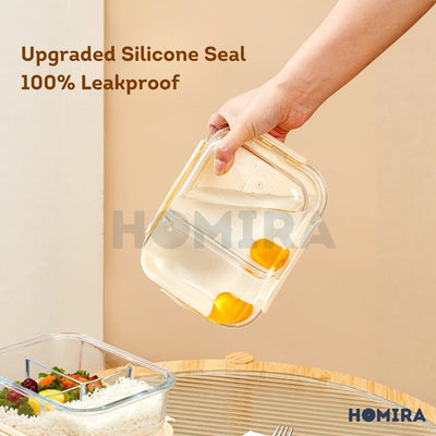Homira Buttercream Series Round Borosilicate Glass Food Container 450ml-1100ml