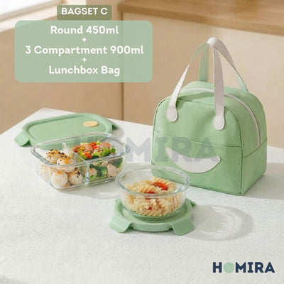 Summer Series Borosilicate Glass Lunchbox Bag Set