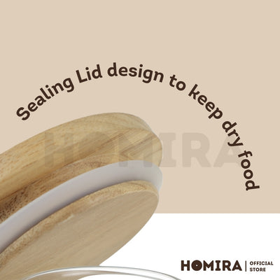 Homira Glass Jar with Wooden Lid – Food Storage Container | Kitchen Organizer Canister (520ml & 720ml)