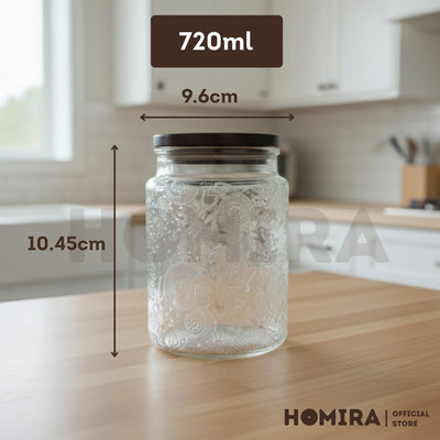 Homira Glass Jar with Wooden Lid – Food Storage Container | Kitchen Organizer Canister (520ml & 720ml)