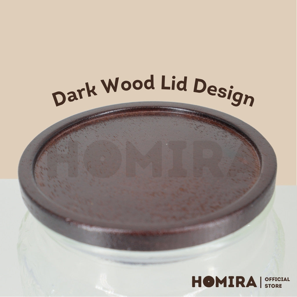 Homira Glass Jar with Wooden Lid – Food Storage Container | Kitchen Organizer Canister (520ml & 720ml)