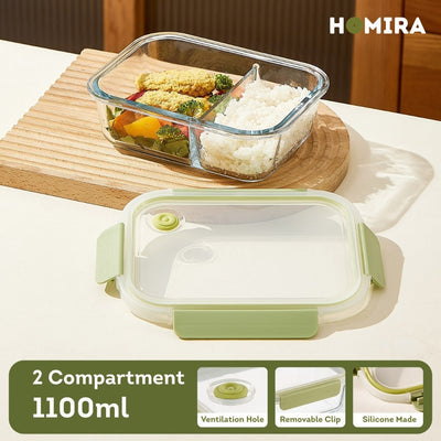 HOMIRA Daisy Girl Series Glass Lunch Box & Insulated Bag Set (480ml - 1100ml)