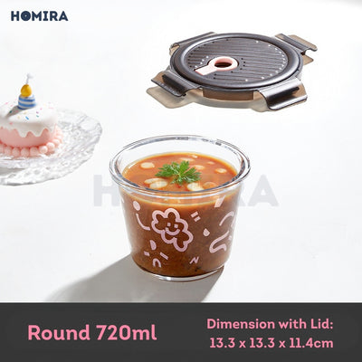 Homira Lovey Cloud Series Borosilicate Glass Food Container–Airtight Leakproof Lunch Box (450ml–1100ml)