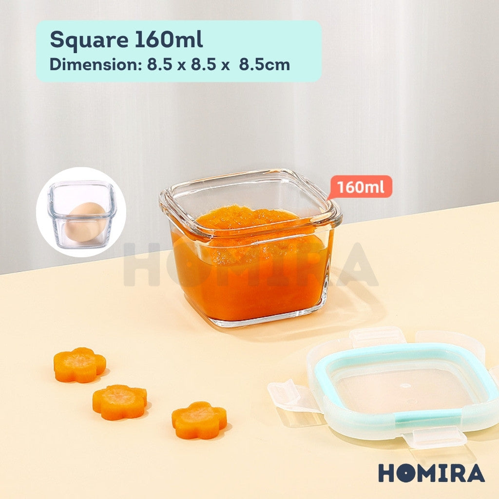 Homira Classic Borosilicate Glass Food Container – Airtight Leakproof Oven Safe | (130ml-2600ml)