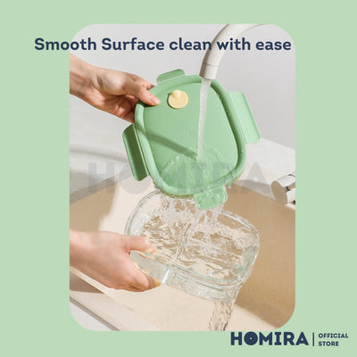 Homira Avocado Green Borosilicate Glass Food Container – Airtight Leakproof Lunch Box (450ml–940ml)