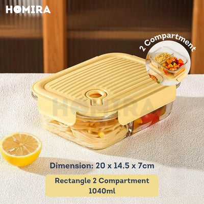 Homira Floral Blossom Series Borosilicate Glass Food Container – Airtight Leakproof Lunch Box | (450ml–1100m)