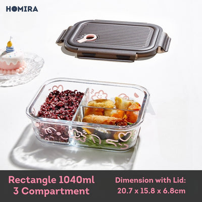 Homira Lovey Cloud Series Borosilicate Glass Food Container–Airtight Leakproof Lunch Box (450ml–1100ml)