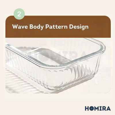 Homira Borosilicate Glass Food Container – Airtight Leakproof Oven Safe Lunch Box | Round & Rectangle (450ml-1050ml)