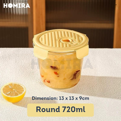 Homira Floral Blossom Series Borosilicate Glass Food Container – Airtight Leakproof Lunch Box | (450ml–1100m)